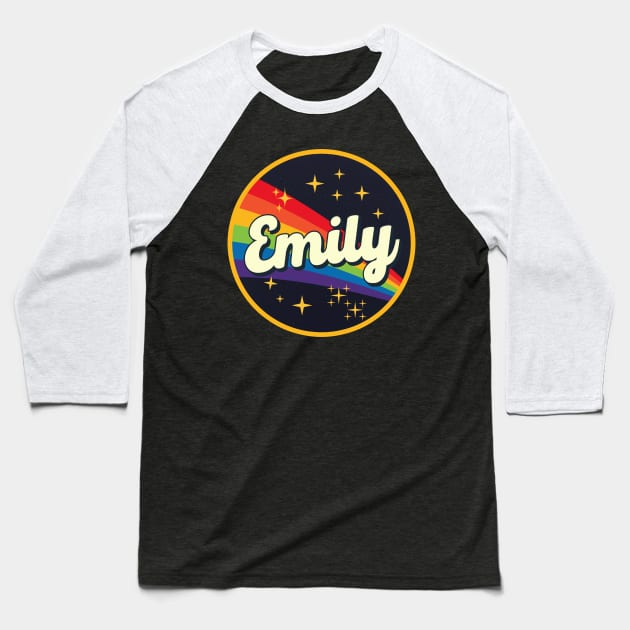 Emily // Rainbow In Space Vintage Style Baseball T-Shirt by LMW Art